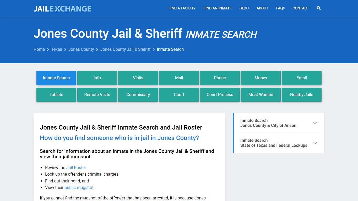 Inmate Search: Roster & Mugshots - Jones County Jail & Sheriff, TX